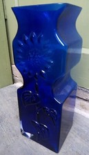 Rare Dartington Glass Marguerite Floor Vase FT 35 Dark Blue1994