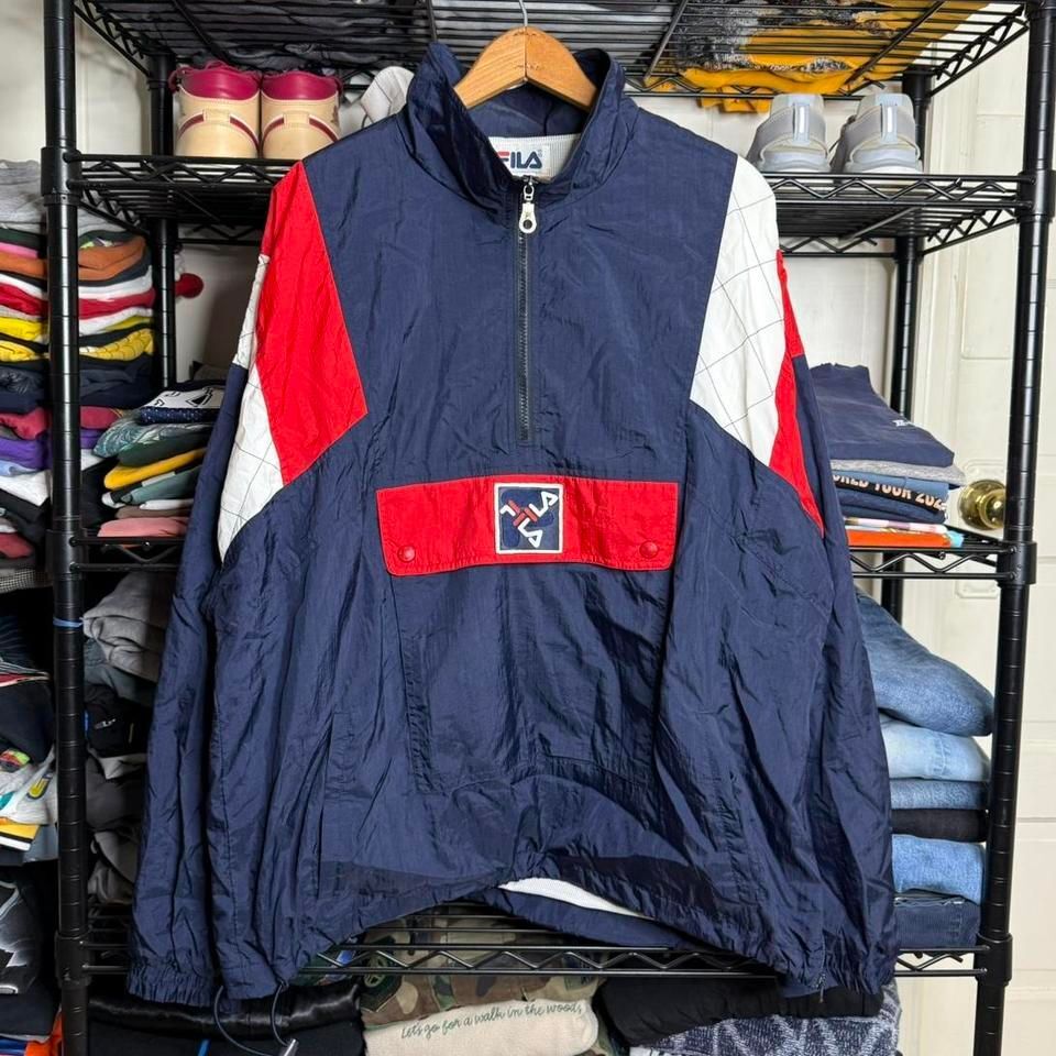 Giacca a vento leggera vintage retrò Fila color block