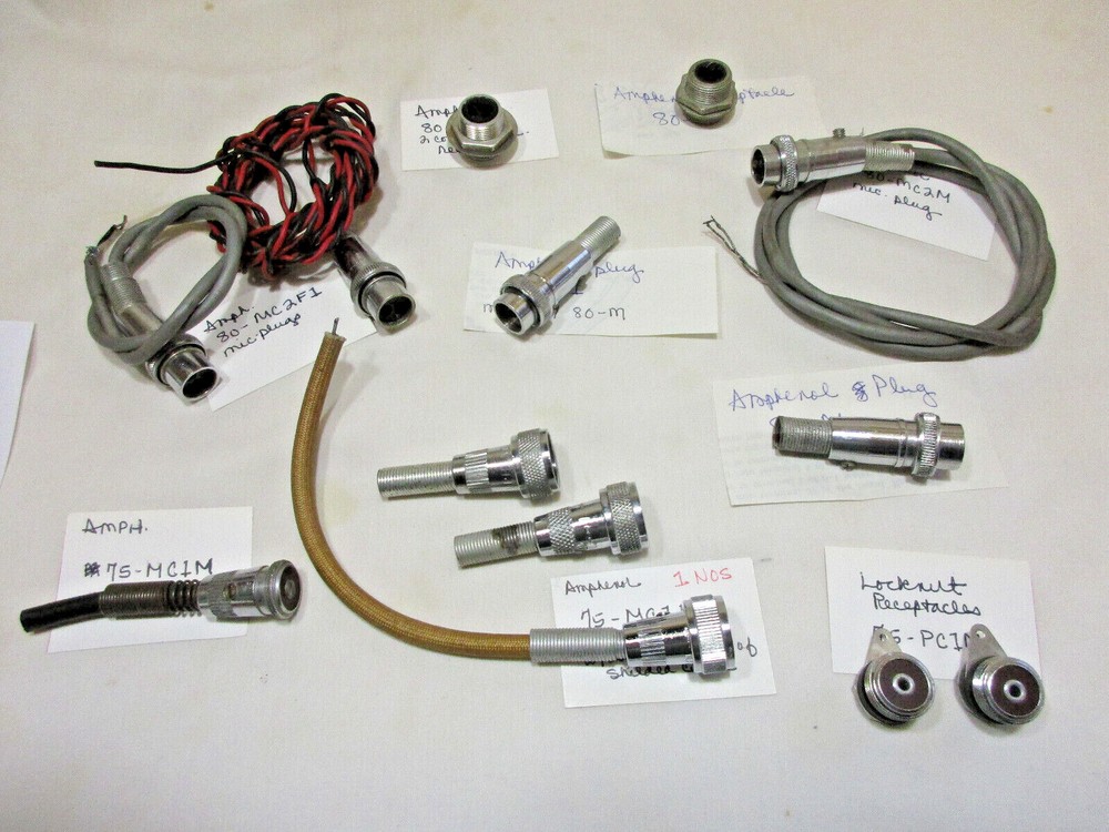 AMPHENOL Mic Plugs & Sockets, 75-MC1F, 80-C, 80-M, 80-PC2M, 80-MC2F1, more