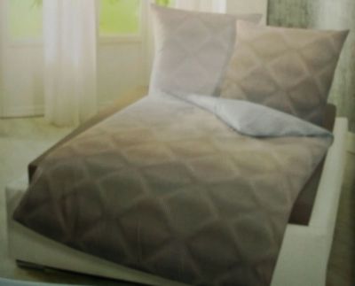 Bierbaum Köper Flanell Bettwäsche Set 2 teilig 155x220cm Design 6796 Stein