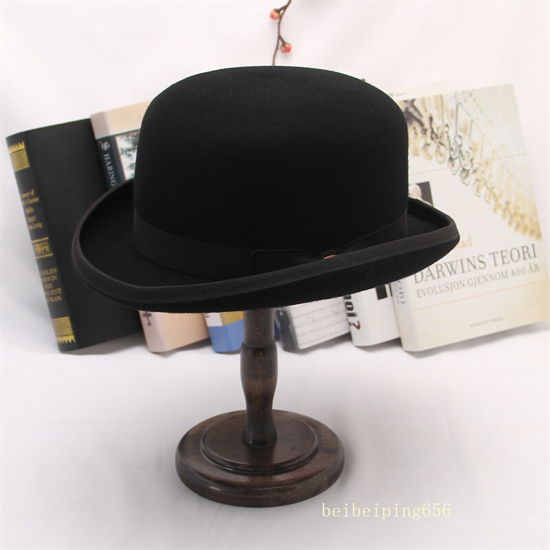 Felt Fedora Hats Black Wool Felt Bowler Hat Satin Lined Top