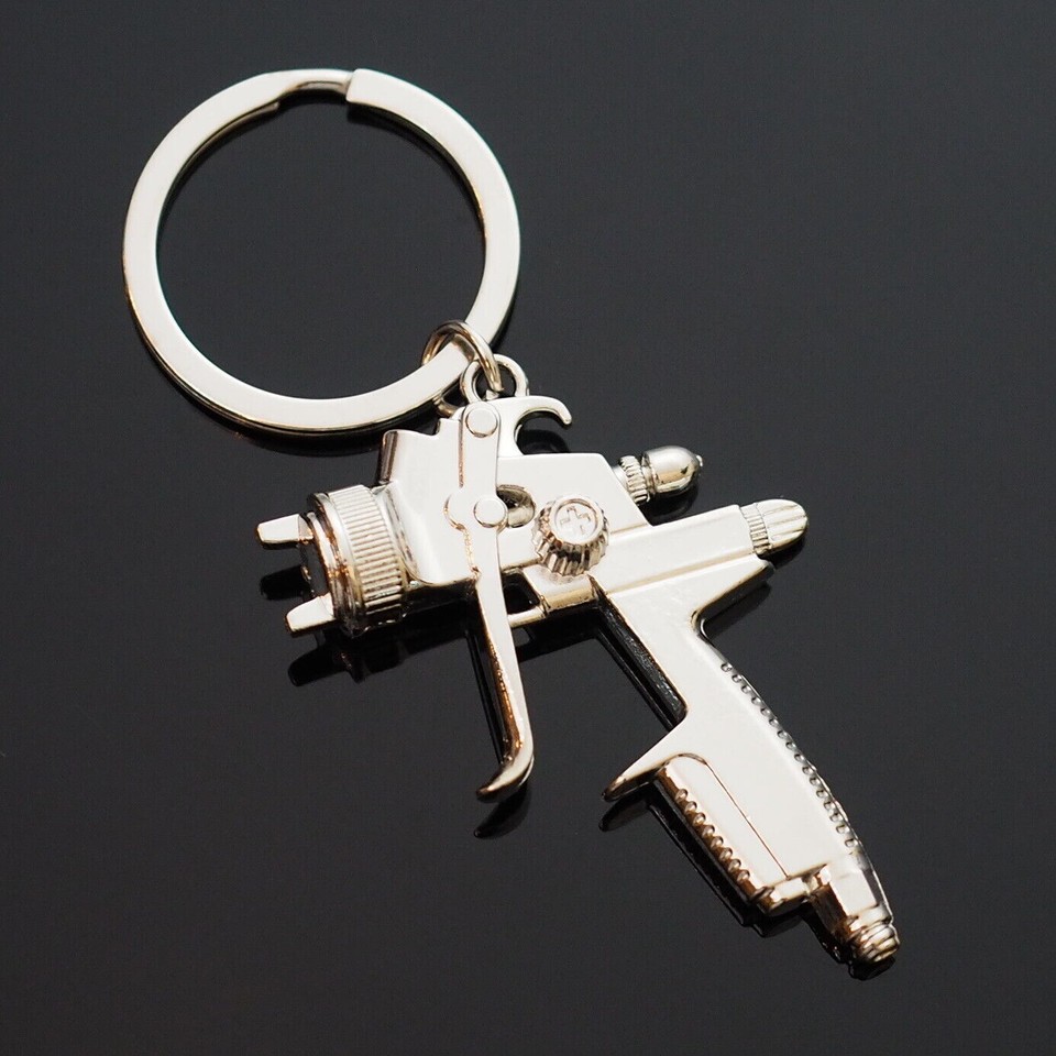 5 Pack Spray Paint Gun Metal Key Chain Ring Pendant Keychain
