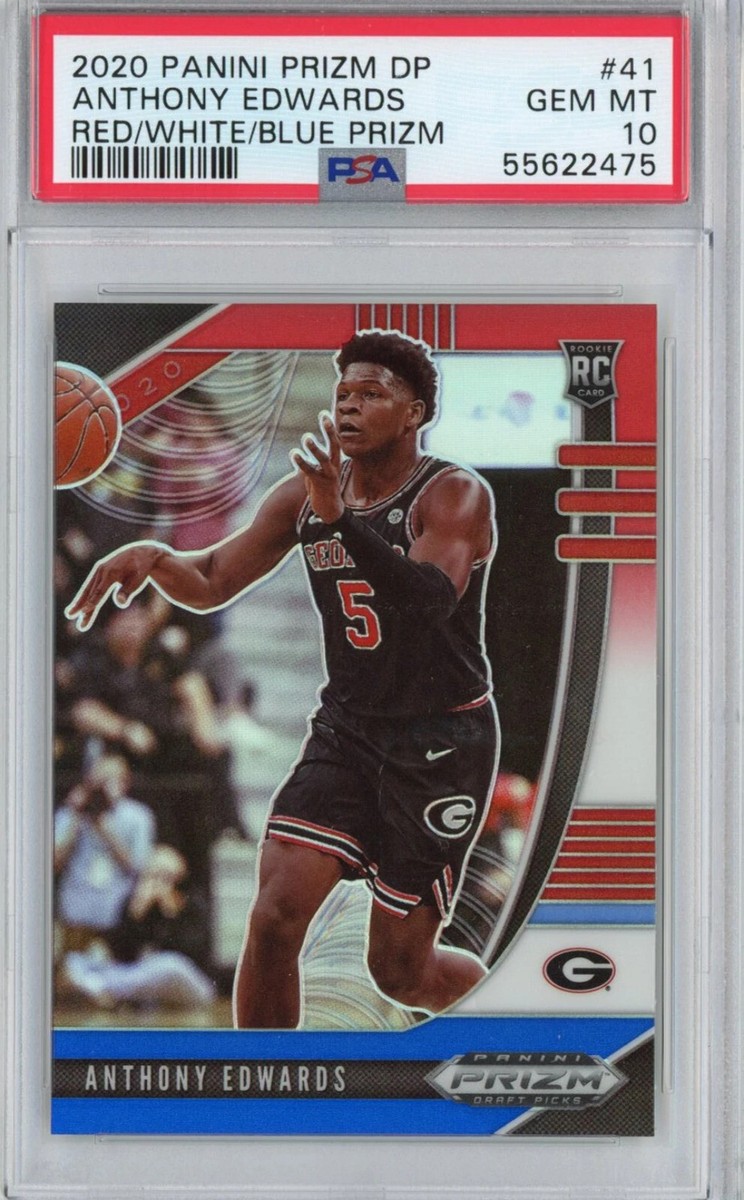 Graded 2020-21 Panini Prizm Anthony Edwards 41 Red White Blue