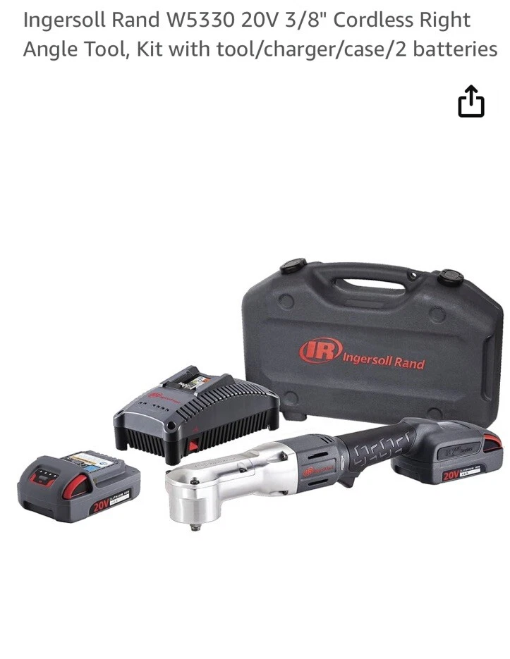 Ingersoll Rand 5330 20V 3/8 Cordless Right Angle Tool, Charger And 2 Batteries. - Image 4 of 4