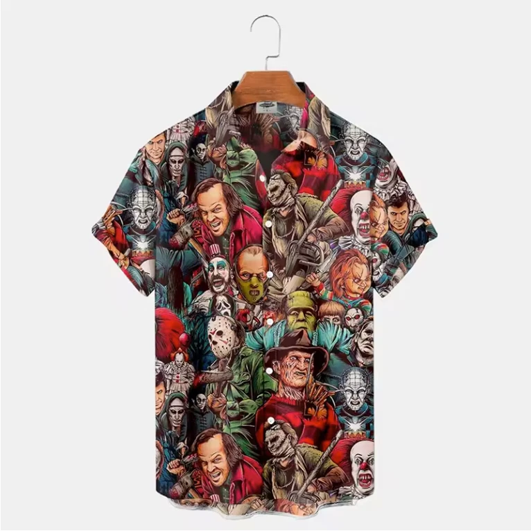 Men's Hawaiian Shirt with Horror Pattern