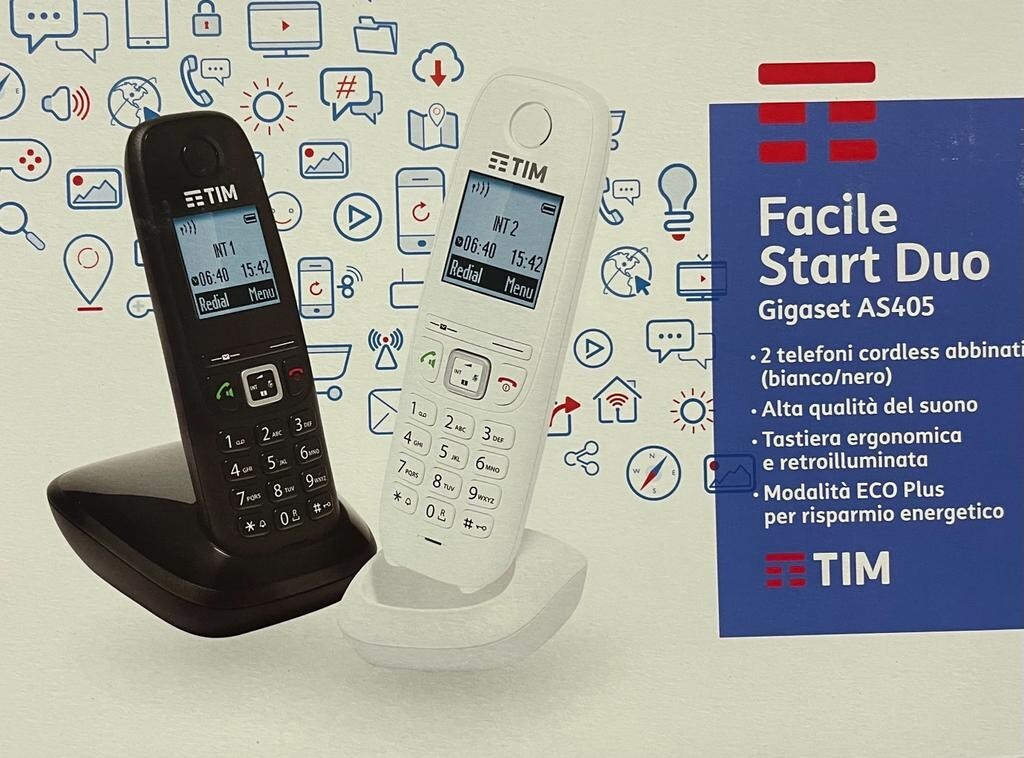 ✨CORDLESS ABBINATI GIGASET FACILE START DUO AS405 TIM