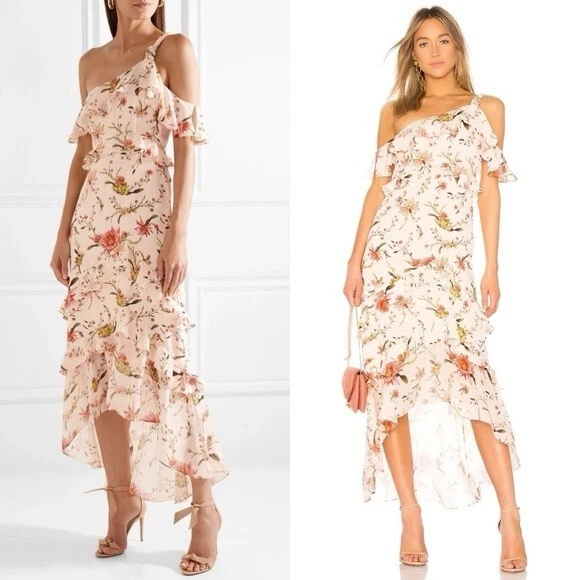 Rachel Zoe Revolve Jillian Floral Silk Midi Dress in Cream Multi Size 2 525