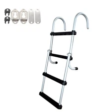 4 Step Aluminum Boat Ladder Telescoping Extension Marine Diving Folding Ladder