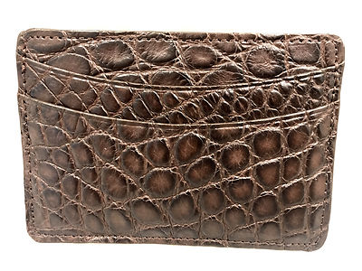 NWT Mens Leather Wallet Card Case Designer American Alligator - D