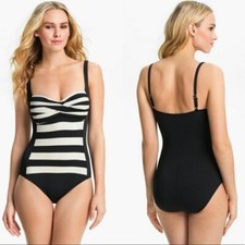 La Bianca Stripe Solid Back One Piece 10