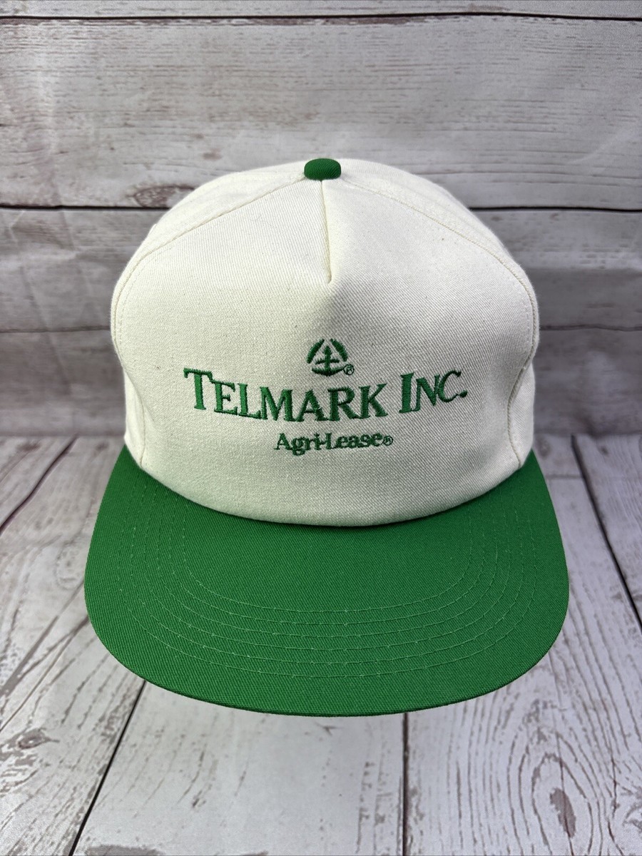 Vintage Telmark Inc Agri-Lease Hat Cap SnapBack White W/ Green Bill And Letters View 2