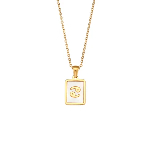 1pc Gold 304 Stainless Steel Twelve Constellations Shell Pendant Necklace - Picture 11 of 35