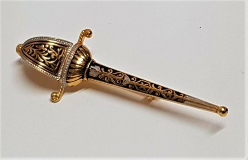ANCIEN BIJOU BROCHE SABRE épée OR DE TOLEDE VINTAGE SWORD / A7 - Imagen 2 de 5