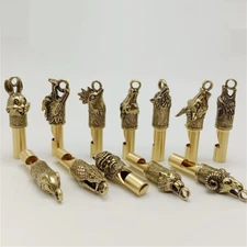 Chinese Zodiac Brass Whistle Necklace Keychain Pendant Statue Accessories Gift