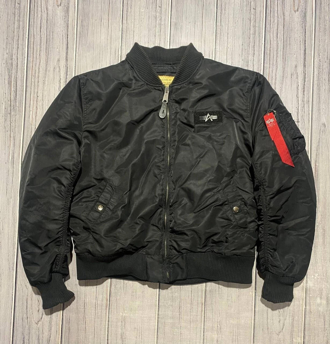 eBay Bomber XL Vintage USA Alpha Jacket Army | Men Industries Size Black Military