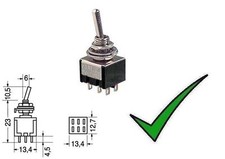 Deviatore levetta leva miniatura bipolare 3 posizioni ON-OFF-ON 250V 3A  125V 6A