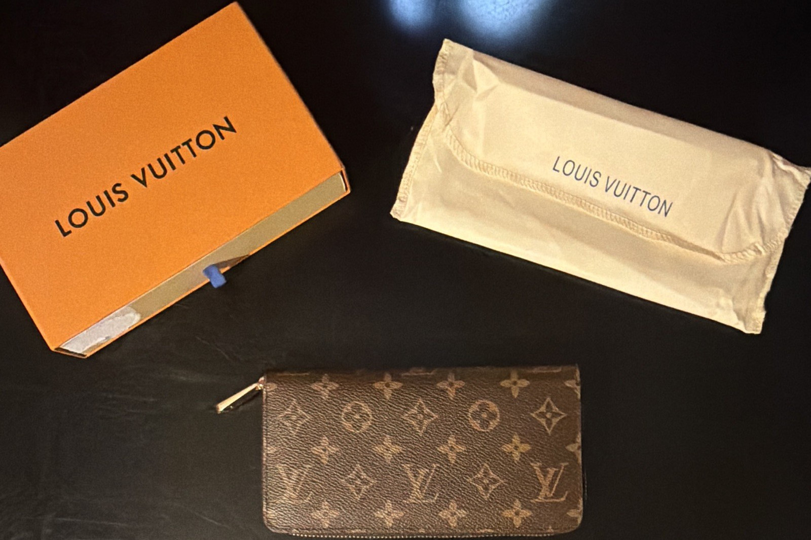 Louis Vuitton Monogram Logo Zip-Around Wallet Brown Women's Credit Card