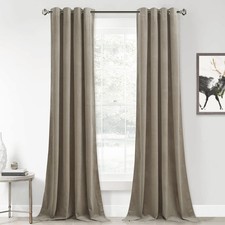 Camel Beige Extra Long Room Divider Curtains, Velvet Privacy Blackout Curtain...