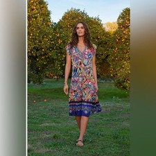 Johnny Was Demarne Tiered Tea Length Dress