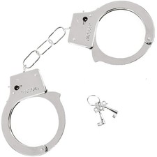 Metal Handcuffs with Keys - Toy Police Costume Prop Accessories Metal Chain H...
