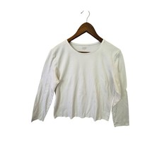 Eileen Fisher White 100% Cotton Long Sleeve Tee Top Women’s Size M