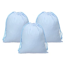 3pcs Reusable Drawstring Bags, 10x12.6" Multipurpose Bags, Light Blue