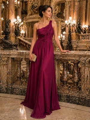 orchid evening dress Long Orchid Dress with Short-Sleeved Lace Bodice by Poly USA main image 1