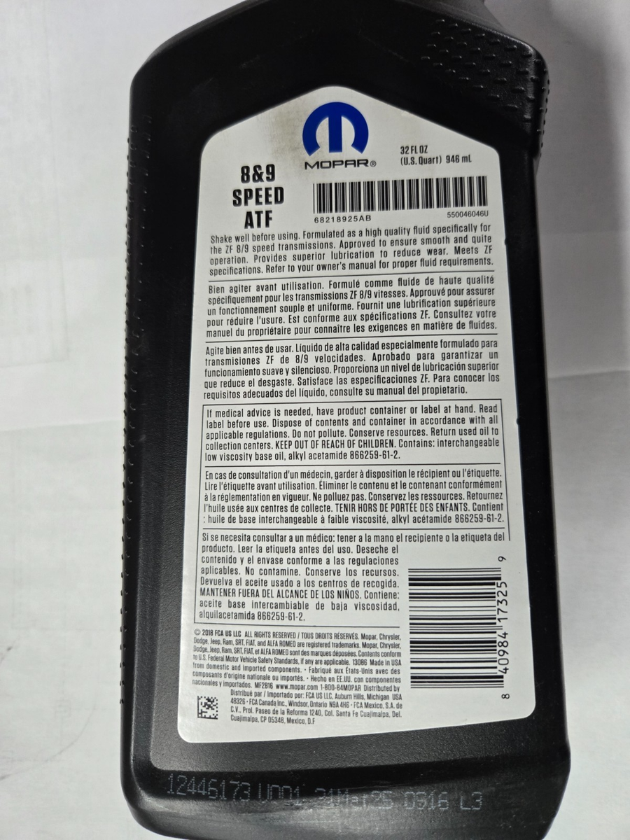 NEW2X Genuine OEM Mopar 68218925AB 8 & 9 Speed Automatic