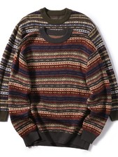 Women's Knitting Sweater Crew Neck Knitwear Retro Ethnic Pullover Fashion Retro