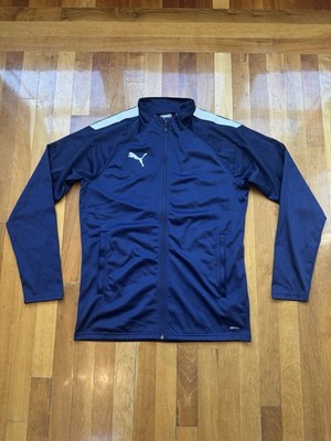 NEW Puma Track Jacket Mens Medium Blue T7 Tracksuit Stripe Full Zip Athletic Top