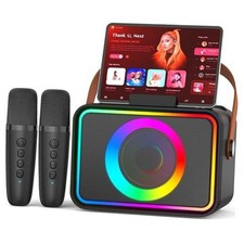 Karaoke Machine,Portable Bluetooth Speaker with 2 Wireless Microphone for Black