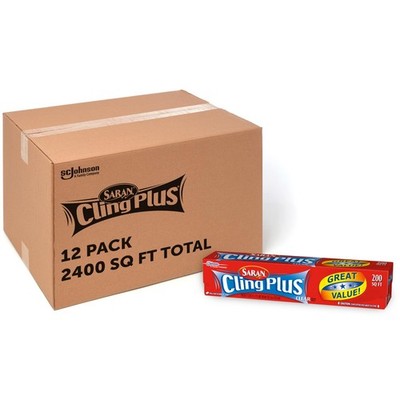 Clear Plastic Wrap for Food Storage - 2400 Sq Ft Roll, Easy Dispense Cling Film