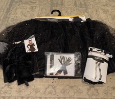 Black Cat Tutu XL 16-18 Kitty Dress Up Halloween Womens Costume Tail Ears Gloves