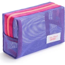 Mesh Pencil Case Purple Cosmetic Makeup Bag Zipper Pouch Organizer Pencil Pouch