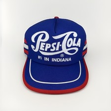 Vintage Pepsi-Cola 3 Stripe Hat #1 In Indiana 80s Trucker Soda Cap MADE IN USA