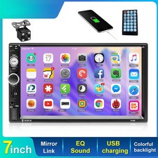 7" Double 2 DIN Car Stereo Radio MP5 Touch Screen Bluetooth FM  Rear Camera--