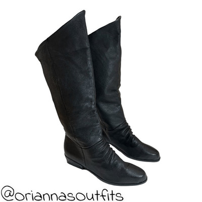Basic Editions Black Leather Boots Size 6