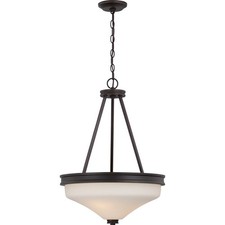 Nuvo Cody 3 Light Pendant w/ Satin White Glass, Mahogany Bronze - 62-435