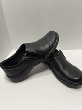 Clarks Collection Womens Black Leather Slip-On Loafers