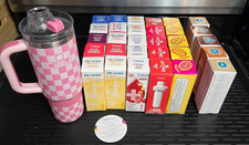 Cirkul Starter Lot: Pink Checkerboard 30oz Tumbler + 30 Flavor Cartridges