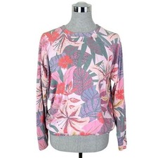 Sundry Sweatshirt Women's Medium Pink Tropical Floral Jumper Raglan Long Sleeve
