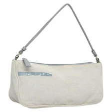 PRADA Sports Accessory Pouch Canvas Light Blue Silver Auth hk2591