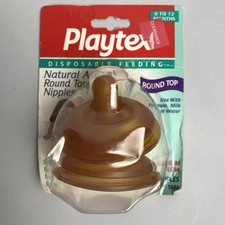 Vtg PLAYTEX Natural Action Nipple 2pk Round Top Medium Flow Infant 0-12 mo Latex