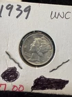 1939 Mercury Dime Silver .900 Not Scrap Beautiful Coin  UNC