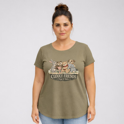ROCKTHOSECURVES DAMEN T-Shirt mit getauchtem Saum und Rollflügelärmeln