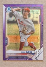 Mick Abel 2021 Bowman Chrome Prospects Purple Shimmer Refractor 114/250 Phillies
