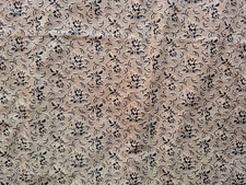 BLACK FLORAL PRINT ON TAN COTTON BLEND FABRIC 49X44 INCHES 1.3 YARDS