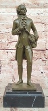 Giftable Bronze Sculpture Statue Of Mozart Violin Player Music Room Accent