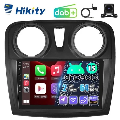 HIKITY DAB+ Android Kabellos Carplay Radio Für Dacia Logan 2 Sandero 2 GPS Navi WIFI BT