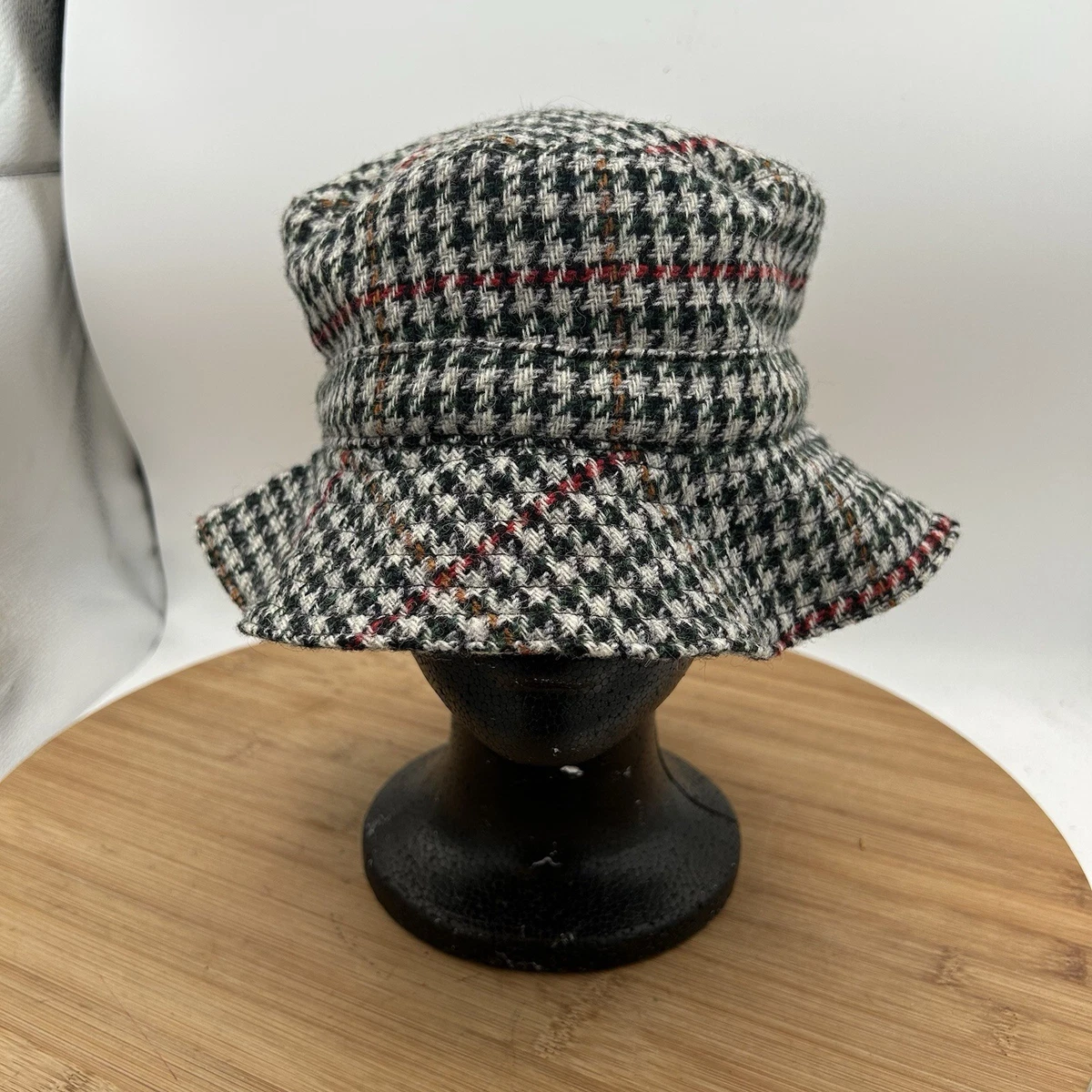 Cotswold Woollen Weavers Ladies Hat 100% Wool Small Houndstooth Green‎ Red Black Cotswold Woollen Weavers Ladies Hat 100% Wool Tweed Bow Size  main image 2